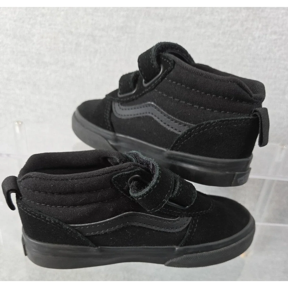 Vans Ward Mid V Triple Black Toddler Boys 8 Skate Shoes Sneakers Suede